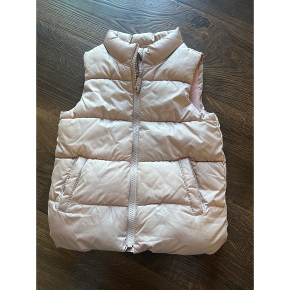 Old Navy Kids Girl's 5T Vest Pink Puffer Sleeveless Full Zip Jacket Coat - Picture 1 of 4